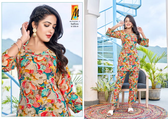 Master Saffron Rayon Printed Cord Set Western Catalog
